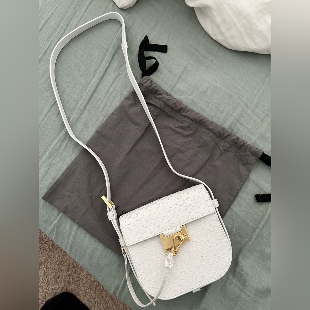 ALL SAINTS Ida Leather Crossbody Bag in roe white